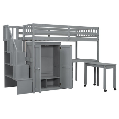 Loft Bed With Stairs, Bookshelf, Drawers, Desk & Wardrobe, Space Saving Multifunctional Furniture - The Sleep Loft - Online Mattress Showroom NYC