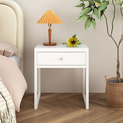 Nightstand With Drawer, Minimalist Bedside Table, Compact End Table For Bedroom - White - The Sleep Loft - Online Mattress Showroom NYC