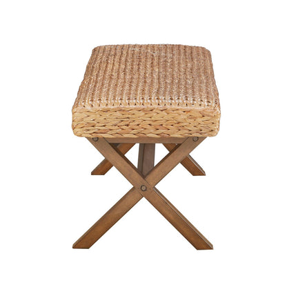 Bench With Water Hyacinth Seat - Brown - The Sleep Loft - Online Mattress Showroom NYC