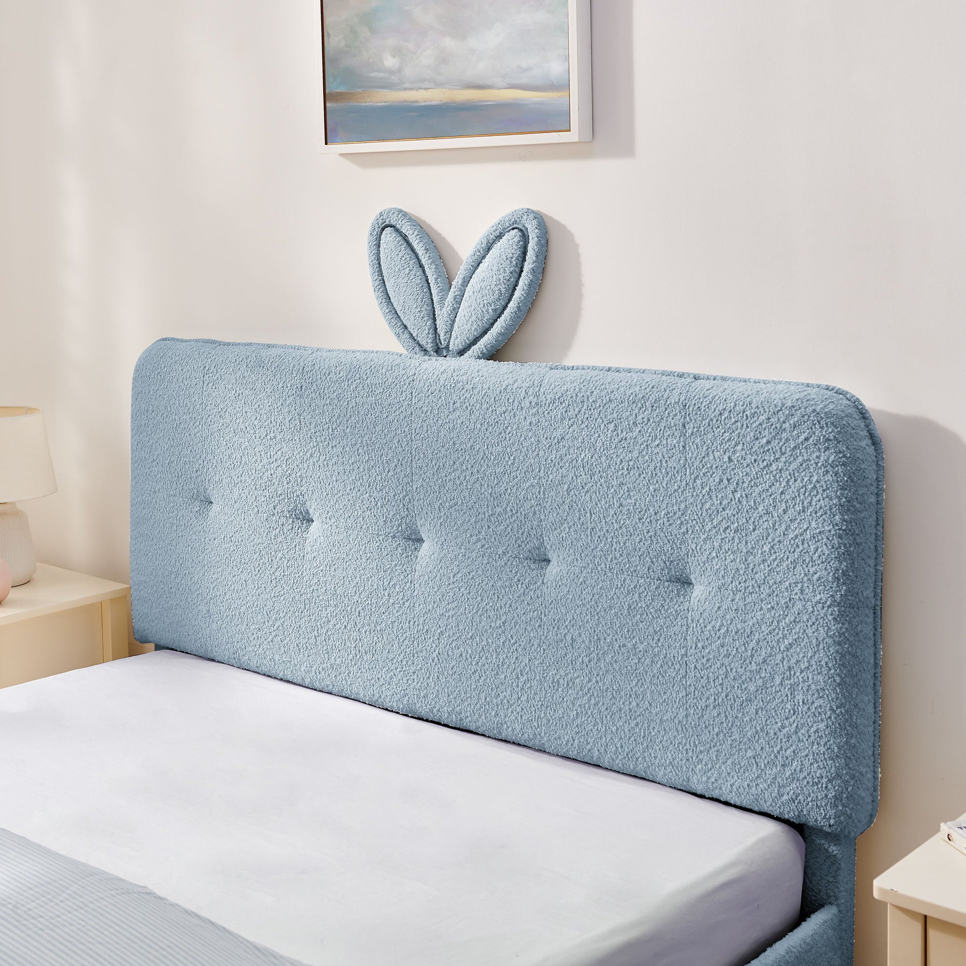 Upholstered Bed With Oversized Rabbit Ear Headboard, LED Lights & 4 Storage Drawers - The Sleep Loft - Online Mattress Showroom NYC