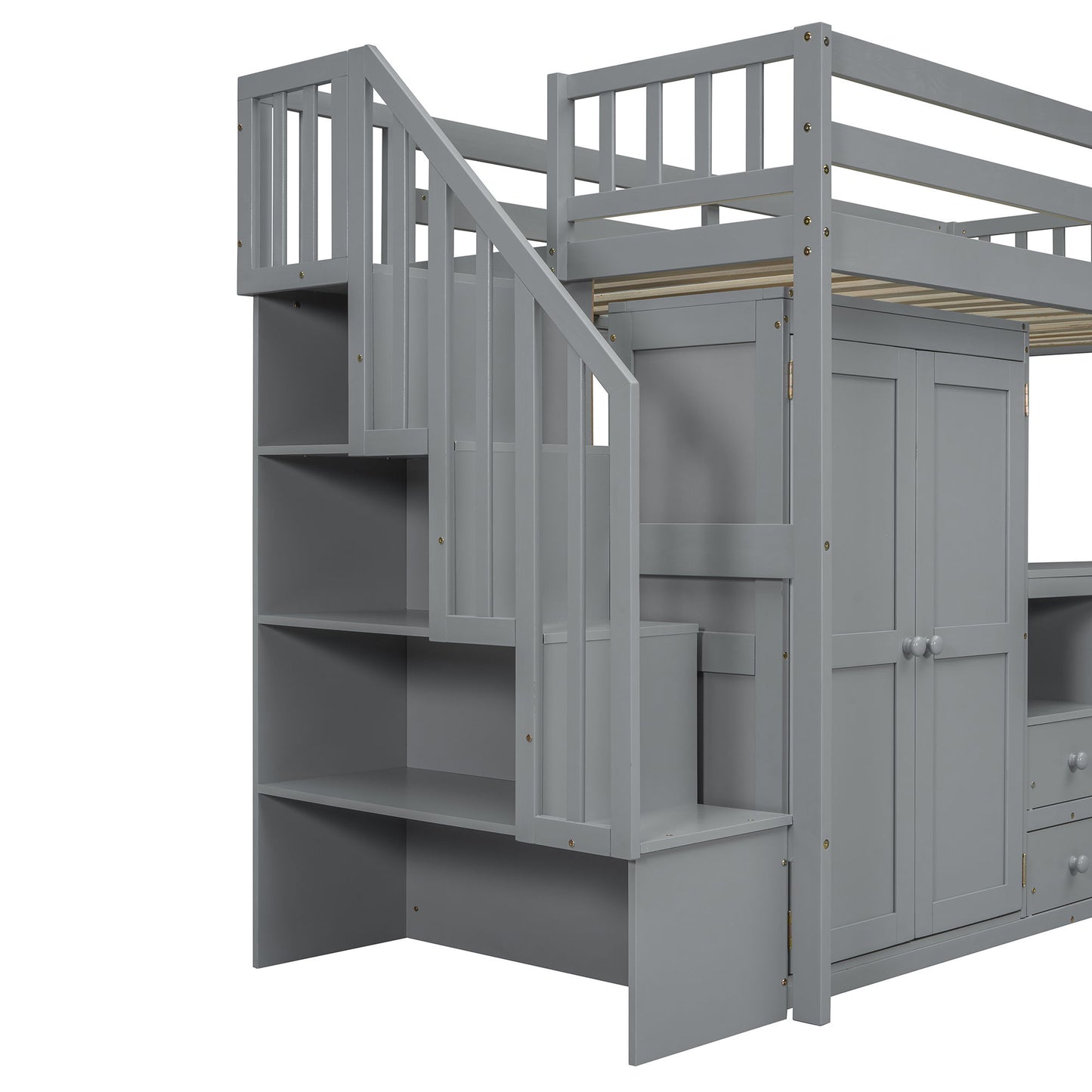 Loft Bed With Stairs, Bookshelf, Drawers, Desk & Wardrobe, Space Saving Multifunctional Furniture - The Sleep Loft - Online Mattress Showroom NYC