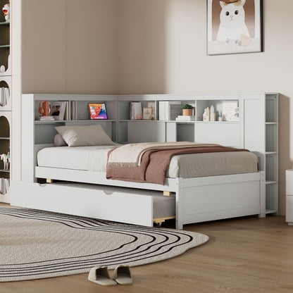 Daybed With Storage Shelves, USB Charging, And Trundle Bed - The Sleep Loft - Online Mattress Showroom NYC