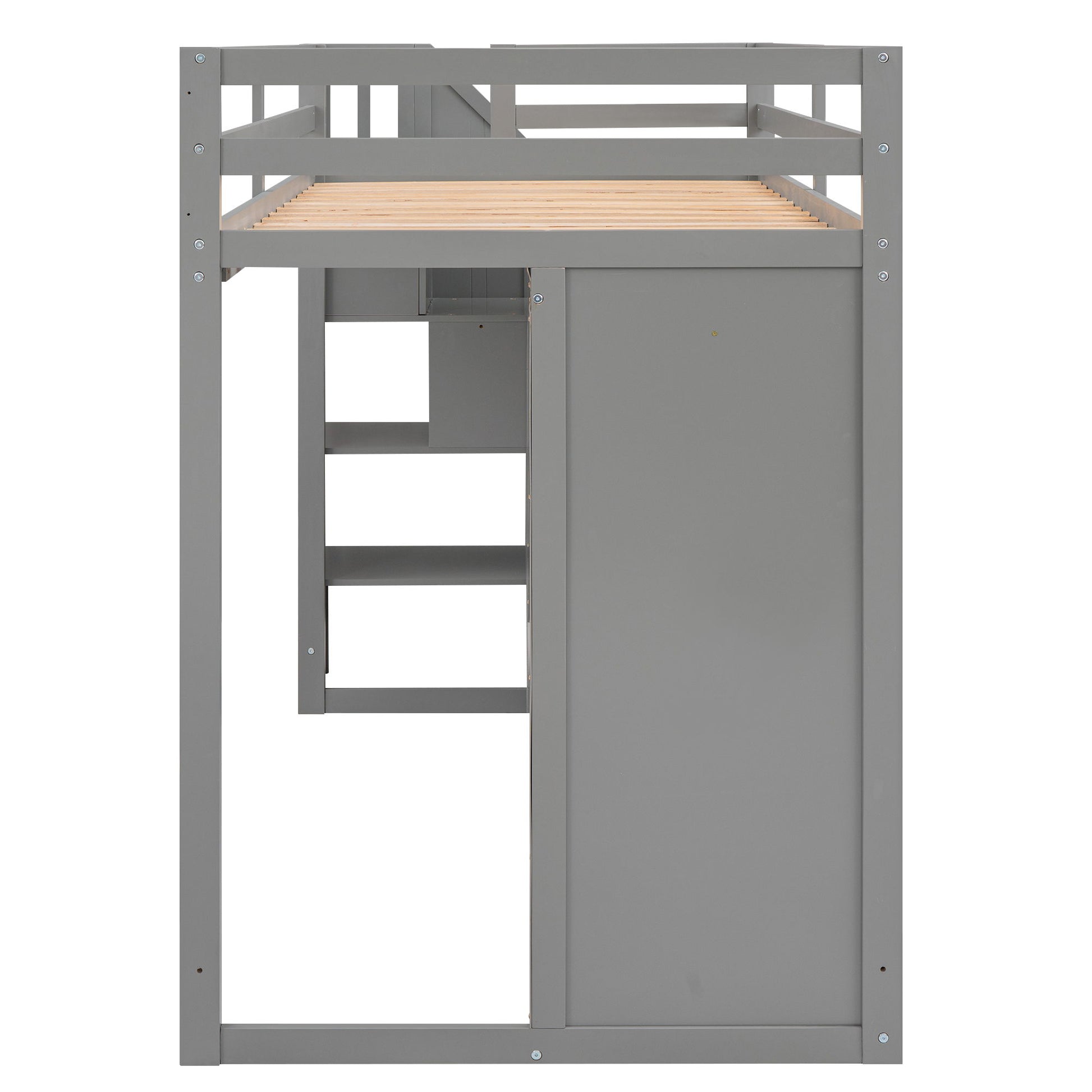Loft Bed With 3 Shelves, 2 Wardrobes, 2 Drawers, Ladder Storage - The Sleep Loft - Online Mattress Showroom NYC