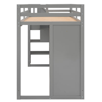 Loft Bed With 3 Shelves, 2 Wardrobes, 2 Drawers, Ladder Storage - The Sleep Loft - Online Mattress Showroom NYC