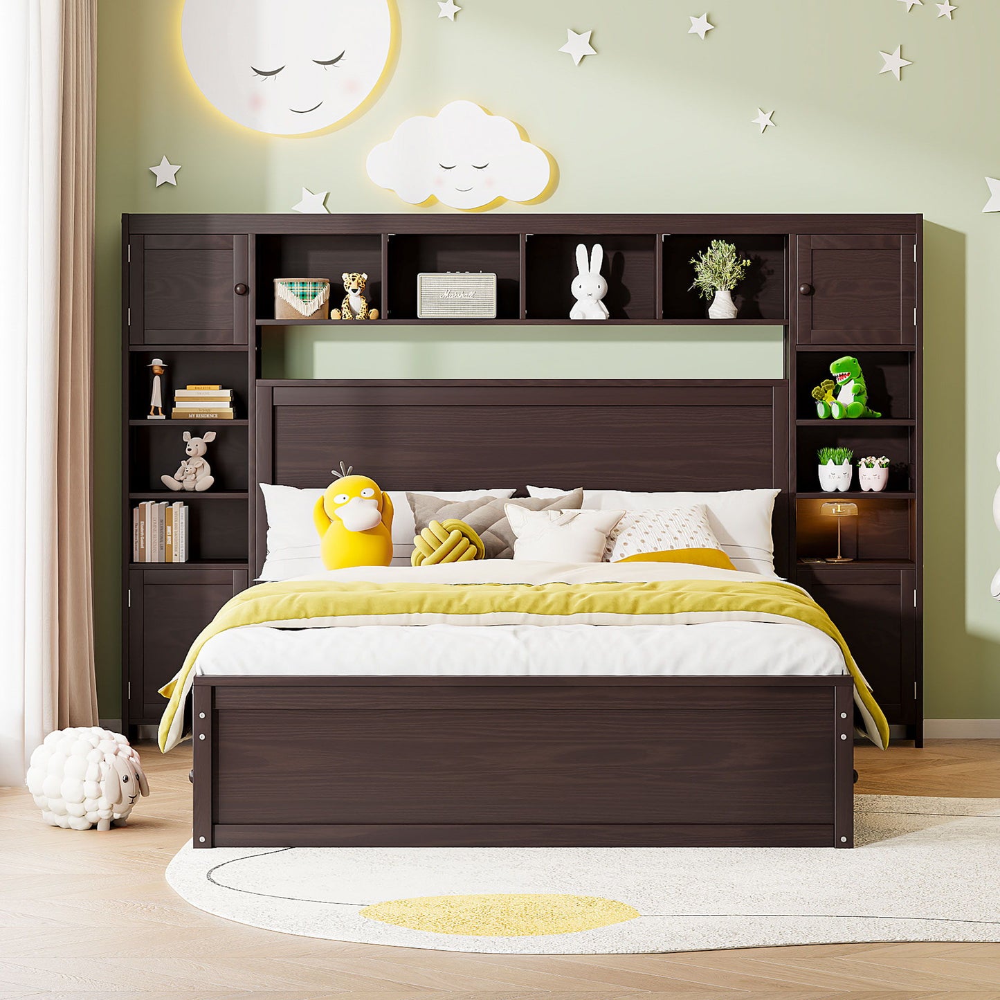 Bed With All In One Cabinet, Shelf And Sockets - The Sleep Loft - Online Mattress Showroom NYC