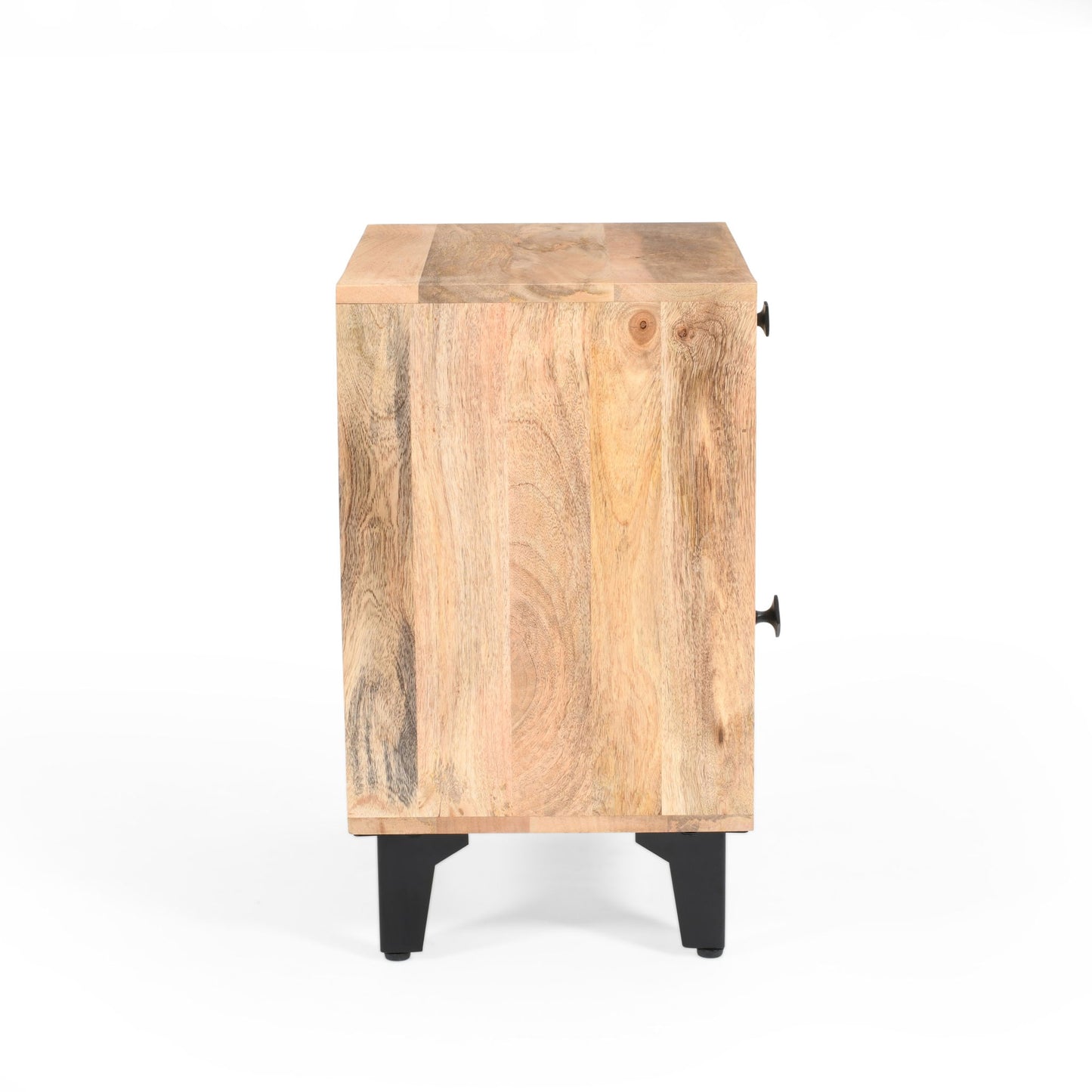Solid Wood Vintage Nightstand With Handcrafted Detailing - Natural - The Sleep Loft - Online Mattress Showroom NYC