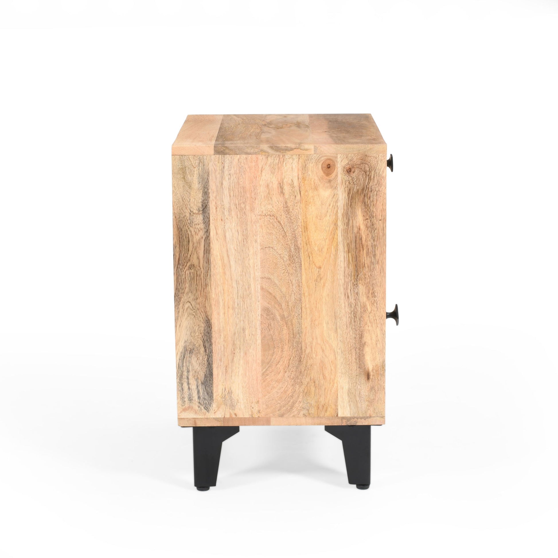 Solid Wood Vintage Nightstand With Handcrafted Detailing - Natural - The Sleep Loft - Online Mattress Showroom NYC