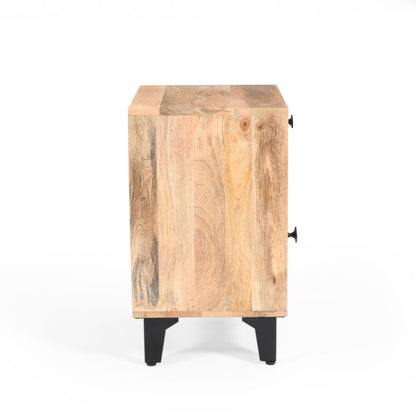 Solid Wood Vintage Nightstand With Handcrafted Detailing - Natural - The Sleep Loft - Online Mattress Showroom NYC