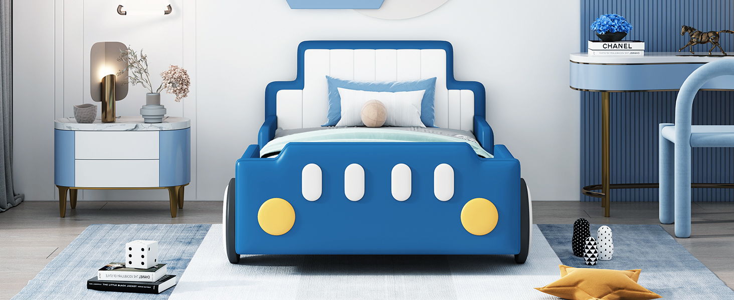 Race Car Shaped Platform Bed With Wheels - The Sleep Loft - Online Mattress Showroom NYC