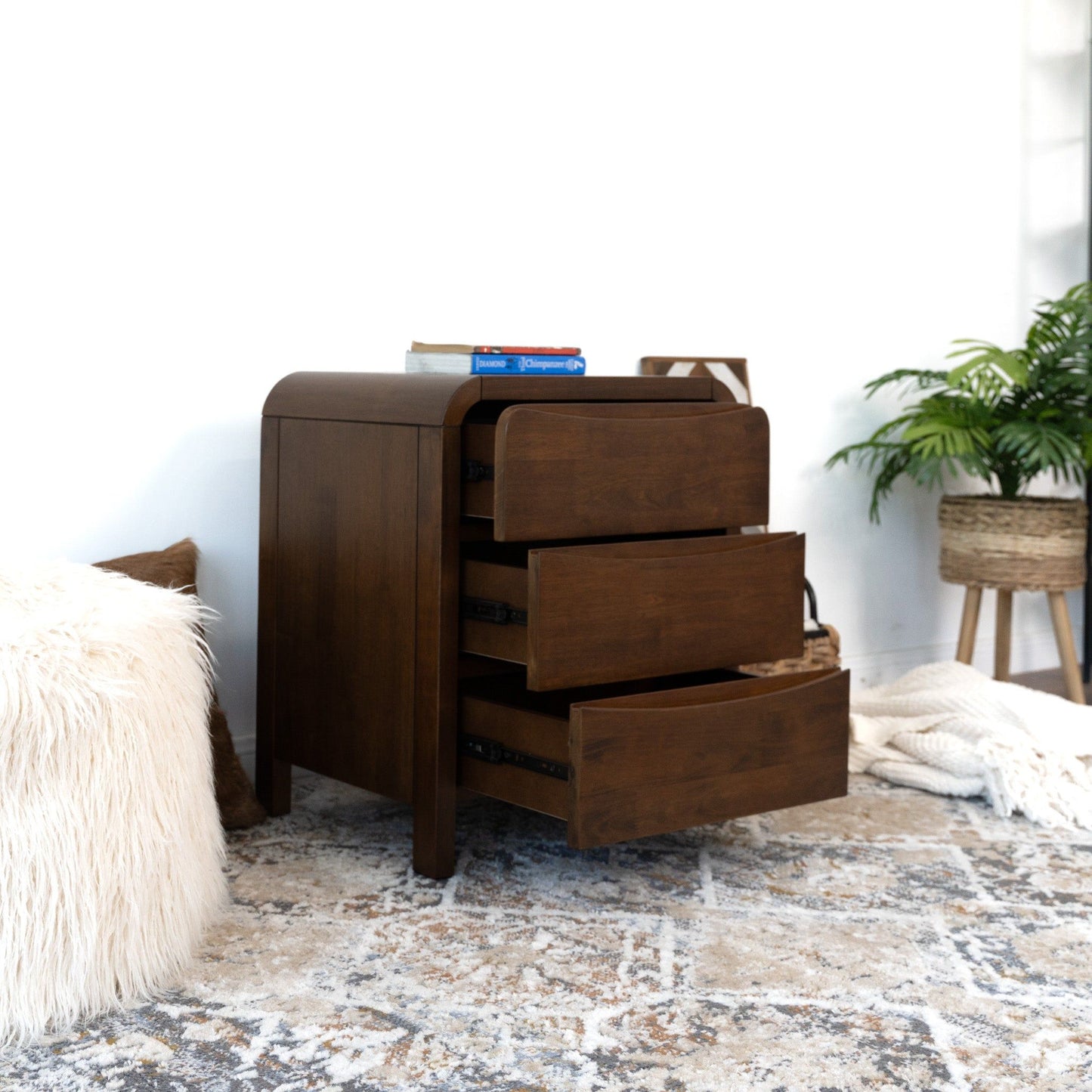 Lionel - Nightstand 3 Drawer Bed Side Table - Brown - The Sleep Loft - Online Mattress Showroom NYC