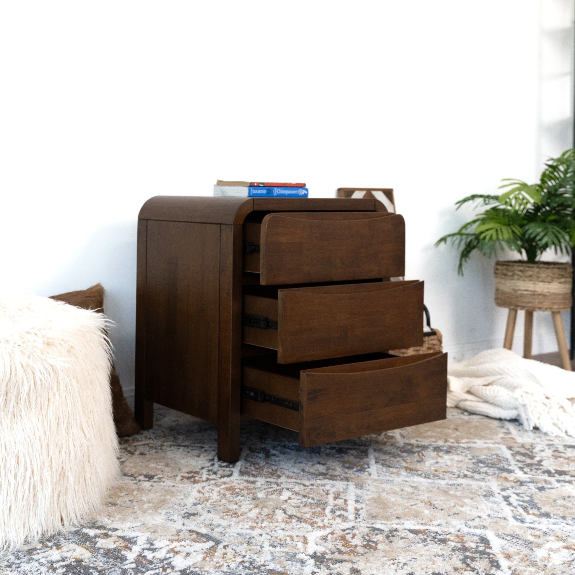 Lionel - Nightstand 3 Drawer Bed Side Table - Brown - The Sleep Loft - Online Mattress Showroom NYC