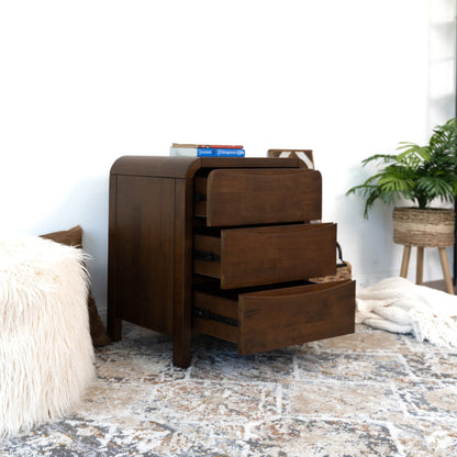 Lionel - Nightstand 3 Drawer Bed Side Table - Brown - The Sleep Loft - Online Mattress Showroom NYC