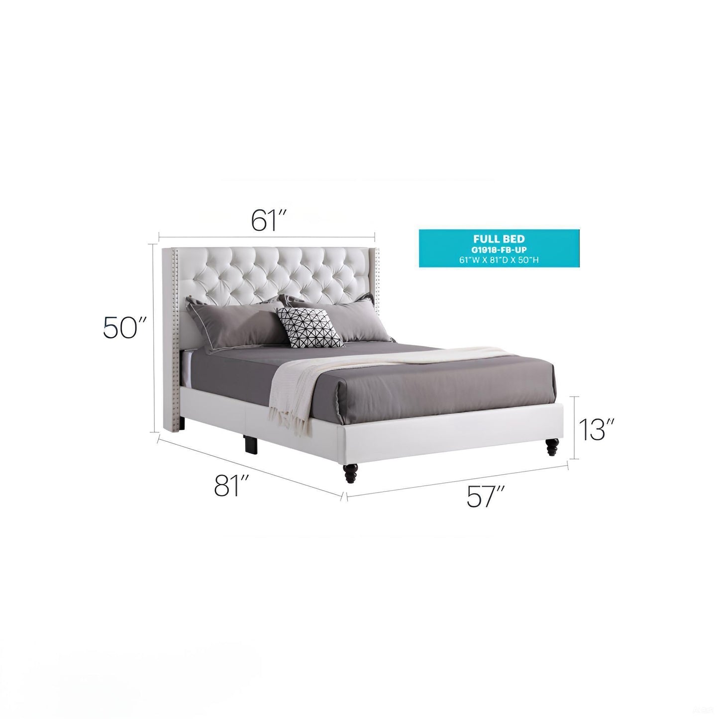 Upholstered Nailhead Trim Chic Bed - The Sleep Loft - Online Mattress Showroom NYC