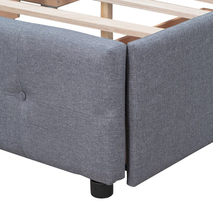 Upholstered Platform Bed With Classic Headboard And Drawers, No Box Spring Needed - The Sleep Loft - Online Mattress Showroom NYC