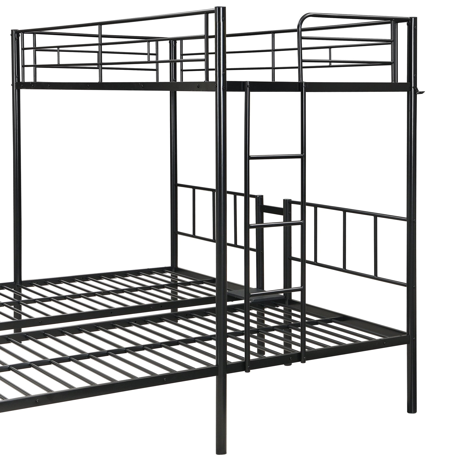 Twin Over Twin Over Twin Triple Bunk Bed With Safety Rails And Storage Shelf - Black - The Sleep Loft - Online Mattress Showroom NYC