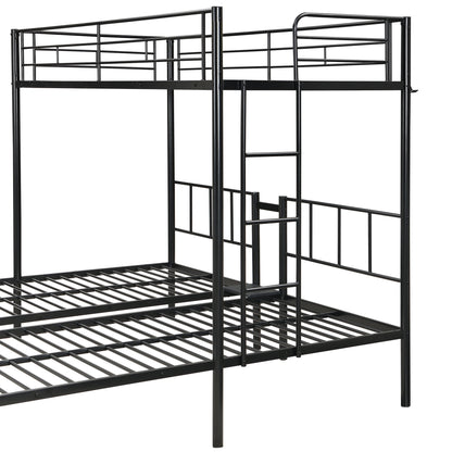 Twin Over Twin Over Twin Triple Bunk Bed With Safety Rails And Storage Shelf - Black - The Sleep Loft - Online Mattress Showroom NYC