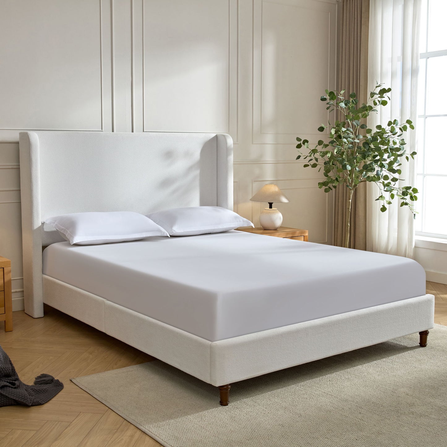 Harper - Tall Headboard Upholstered Bed / High Headboard / Elegant Simplicity / No Box Spring Needed - The Sleep Loft - Online Mattress Showroom NYC