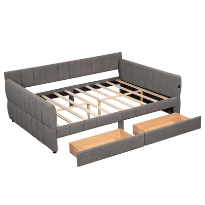 Upholstered Platform Bed With USB Charging