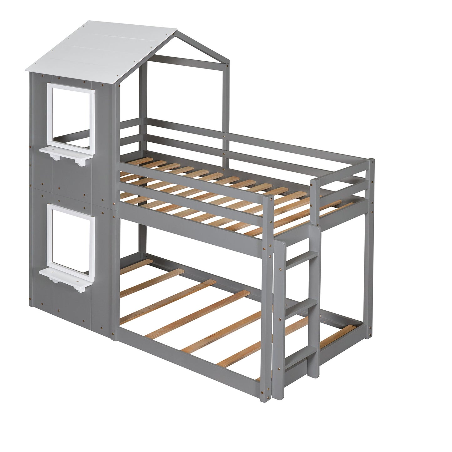 Bunk Bed Wood Bed & Roof, Window, Guardrail, Ladder - The Sleep Loft - Online Mattress Showroom NYC