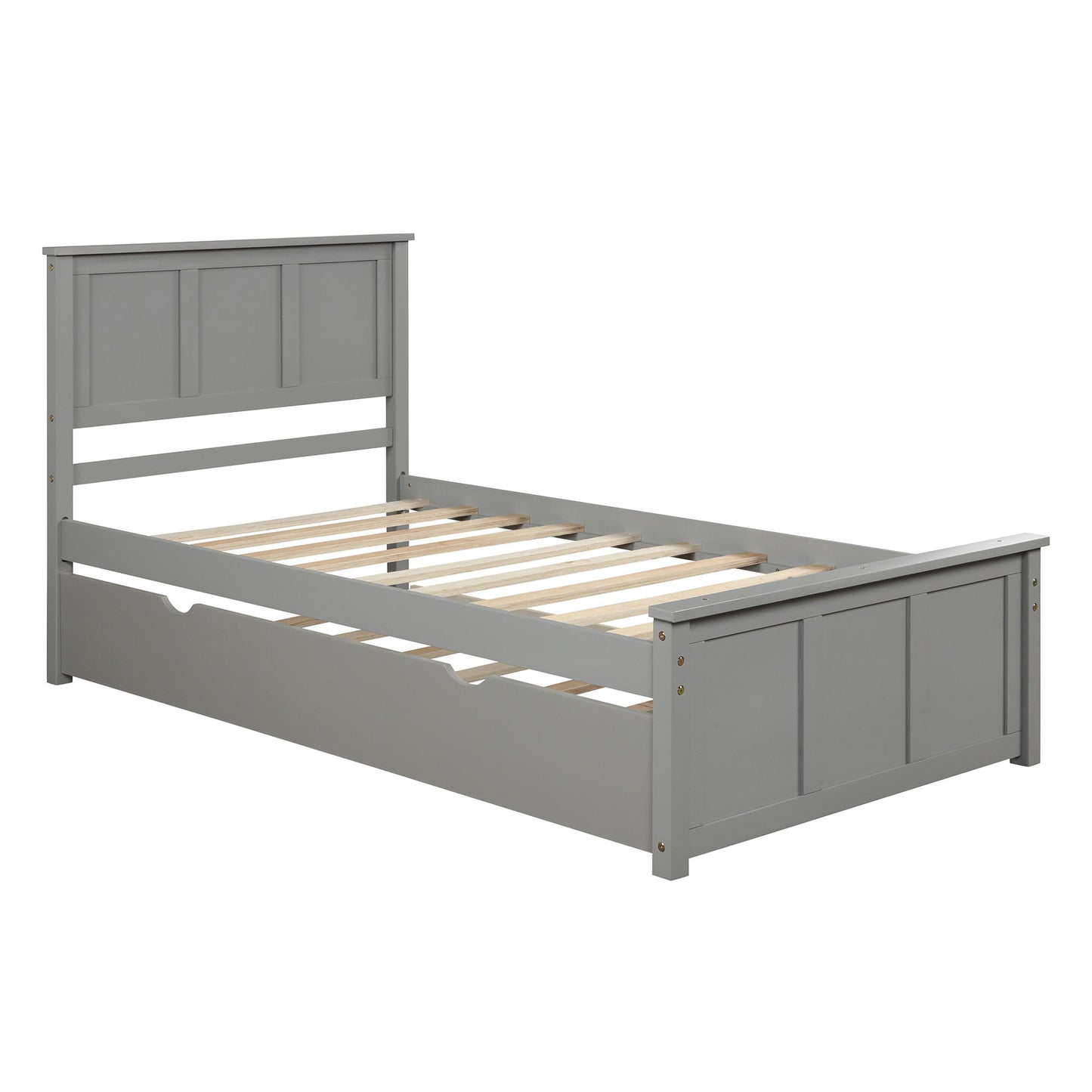 Platform Bed With Twin Trundle And Frame, Twin Size - Gray - The Sleep Loft - Online Mattress Showroom NYC