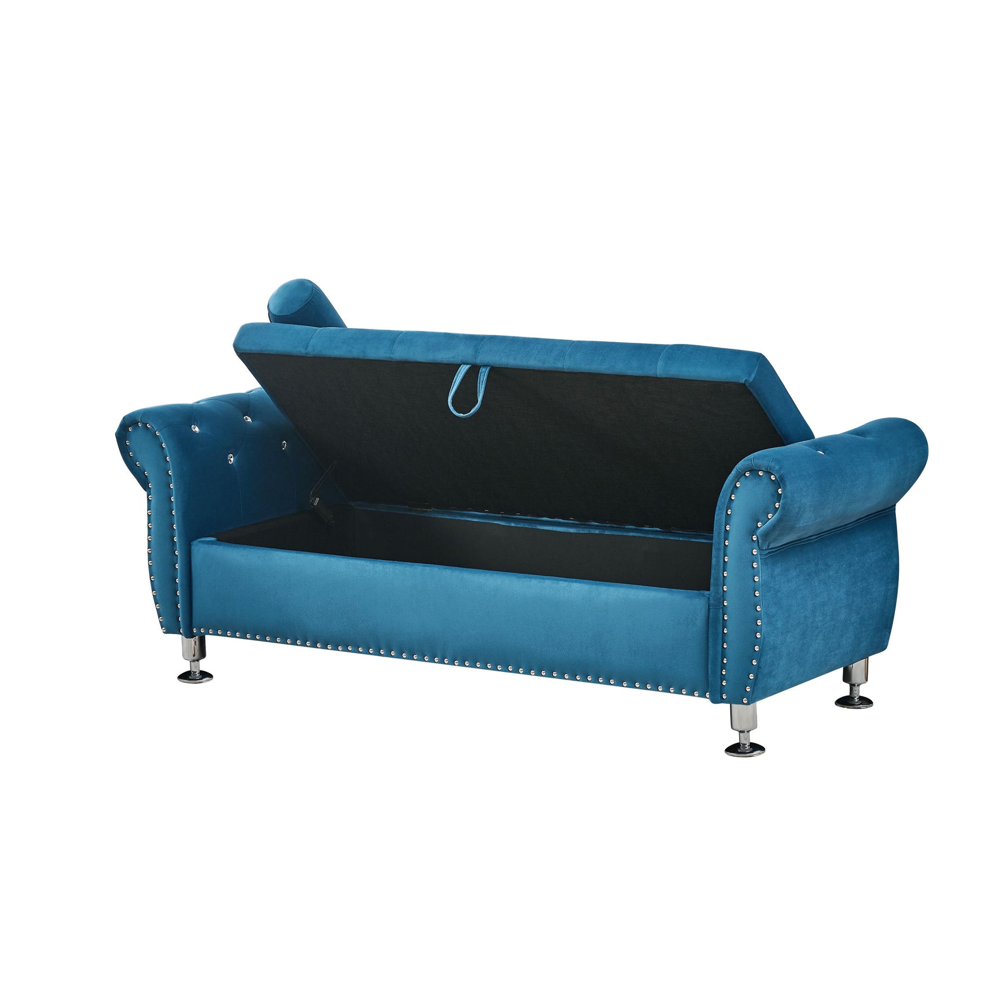 Storage Bench With Crystal Buttons And 1 Pillow For Bedroom - The Sleep Loft - Online Mattress Showroom NYC
