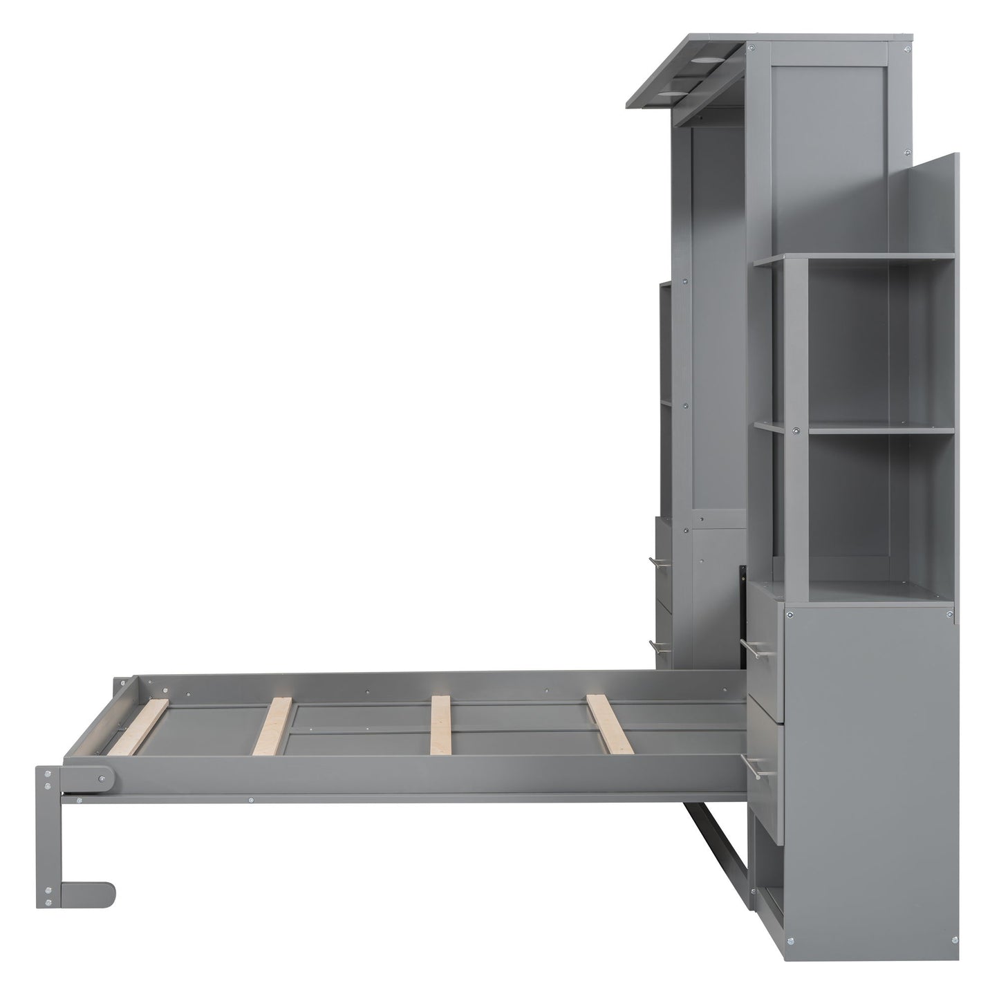 Murphy Wall Bed With LED Lights, Shelves And Drawers - The Sleep Loft - Online Mattress Showroom NYC