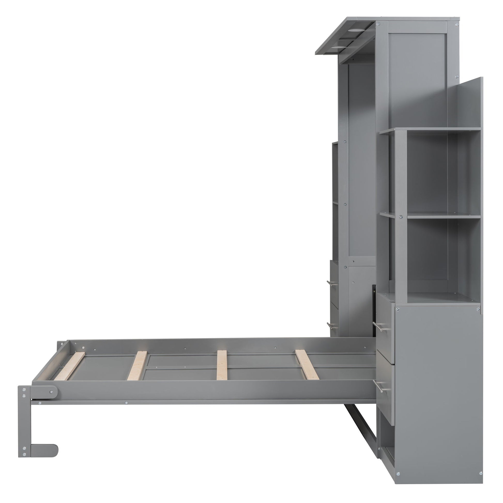 Murphy Wall Bed With LED Lights, Shelves And Drawers - The Sleep Loft - Online Mattress Showroom NYC