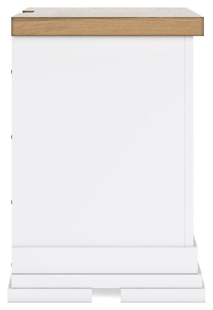 Ashbryn - Three Drawer Night Stand - White / Natural