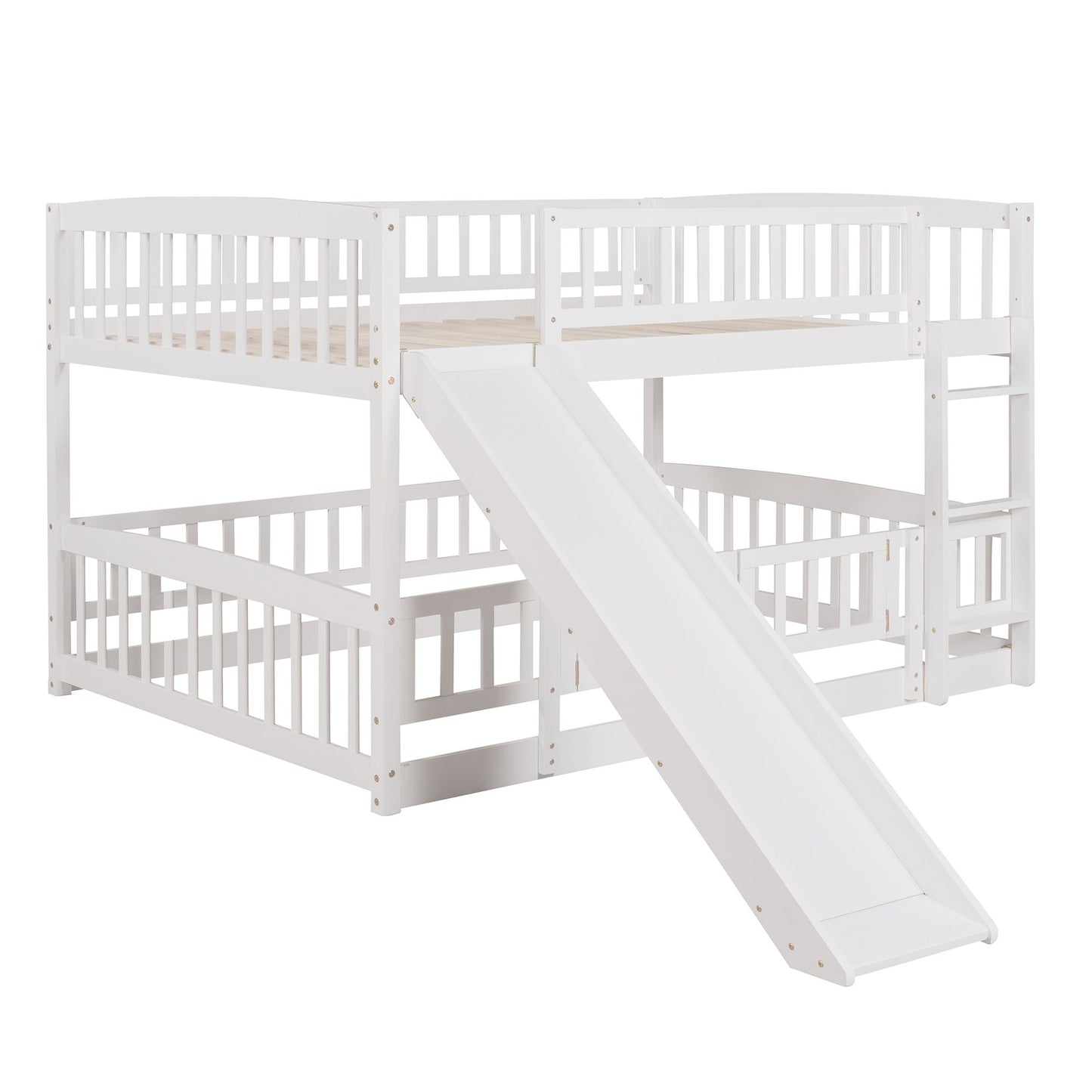Low Bunk Bed With Slide, Fence And Ladder - The Sleep Loft - Online Mattress Showroom NYC