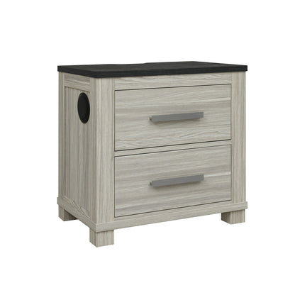 Augusta - Nightstand With Top, 2 Drawers, Block Feet - Beige Brown - The Sleep Loft - Online Mattress Showroom NYC