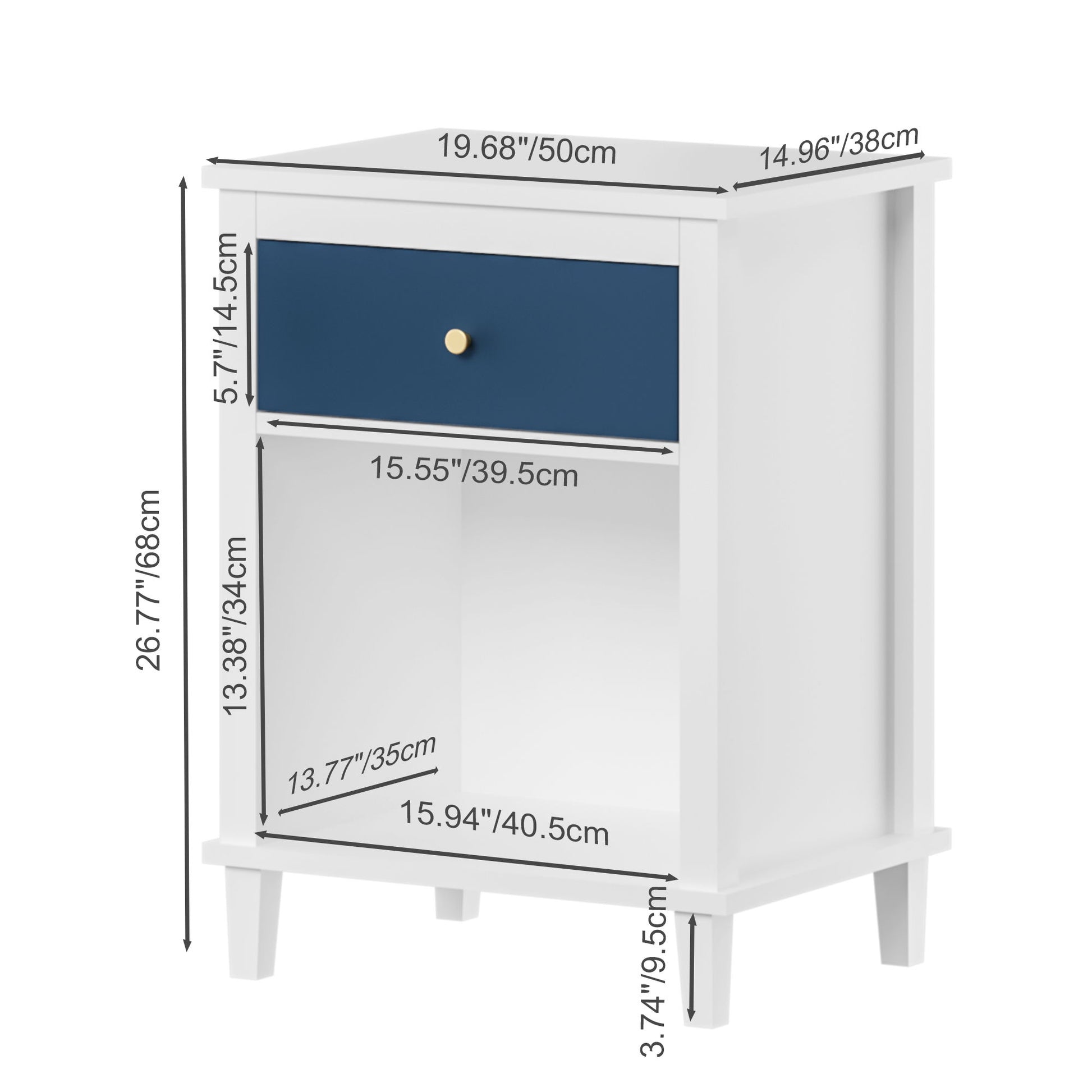 Nightstand With 1 Drawer 1 Shelf - The Sleep Loft - Online Mattress Showroom NYC