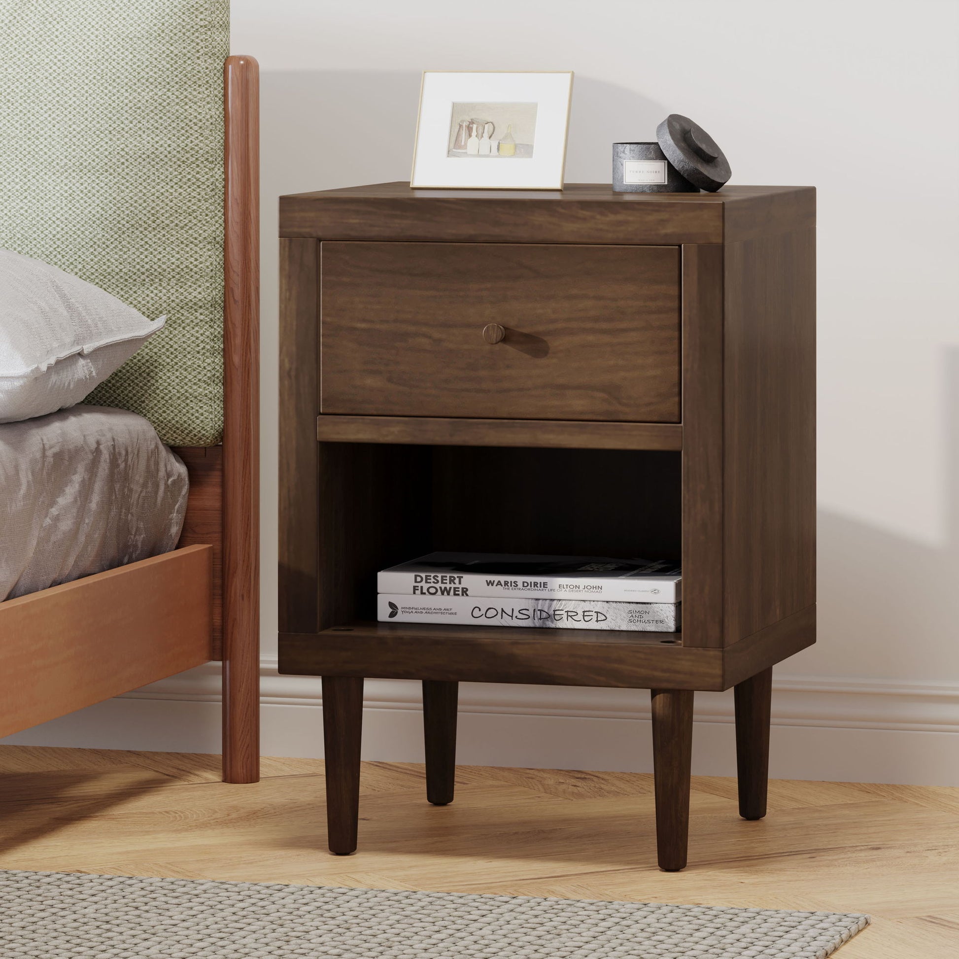 Nystrom - Single Drawer Nightstand - The Sleep Loft - Online Mattress Showroom NYC