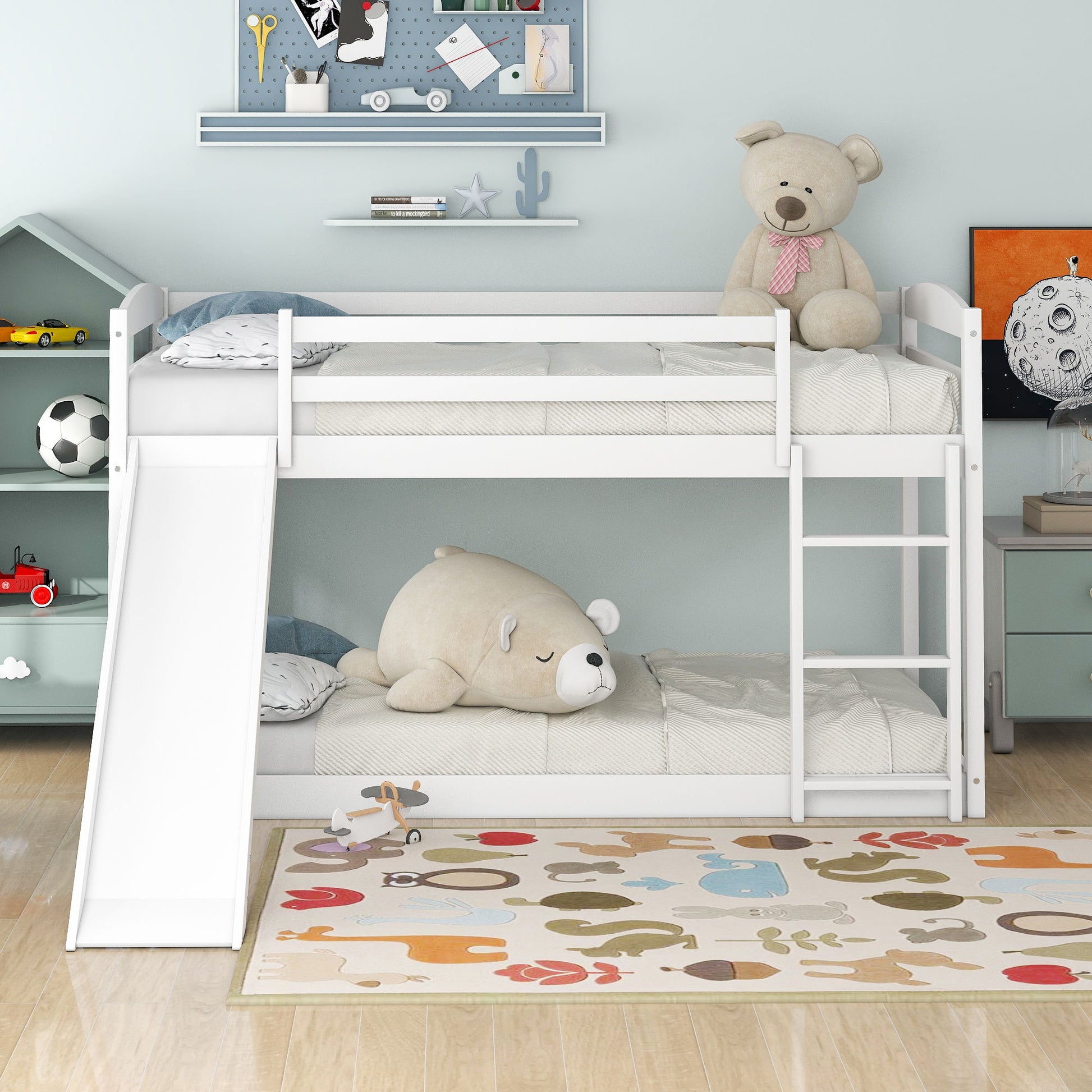 Durable Bunk Bed With Convertible Slide And Ladder - The Sleep Loft - Online Mattress Showroom NYC