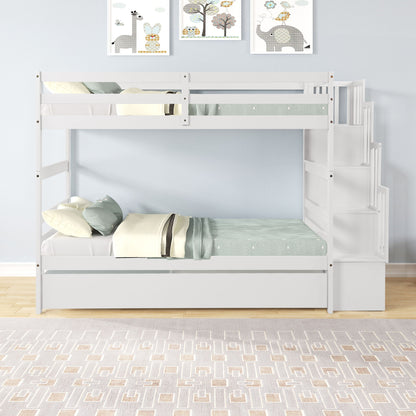 Twin Over Twin Bunk Beds With Twin Trundle And Stairway Storage Function - The Sleep Loft - Online Mattress Showroom NYC