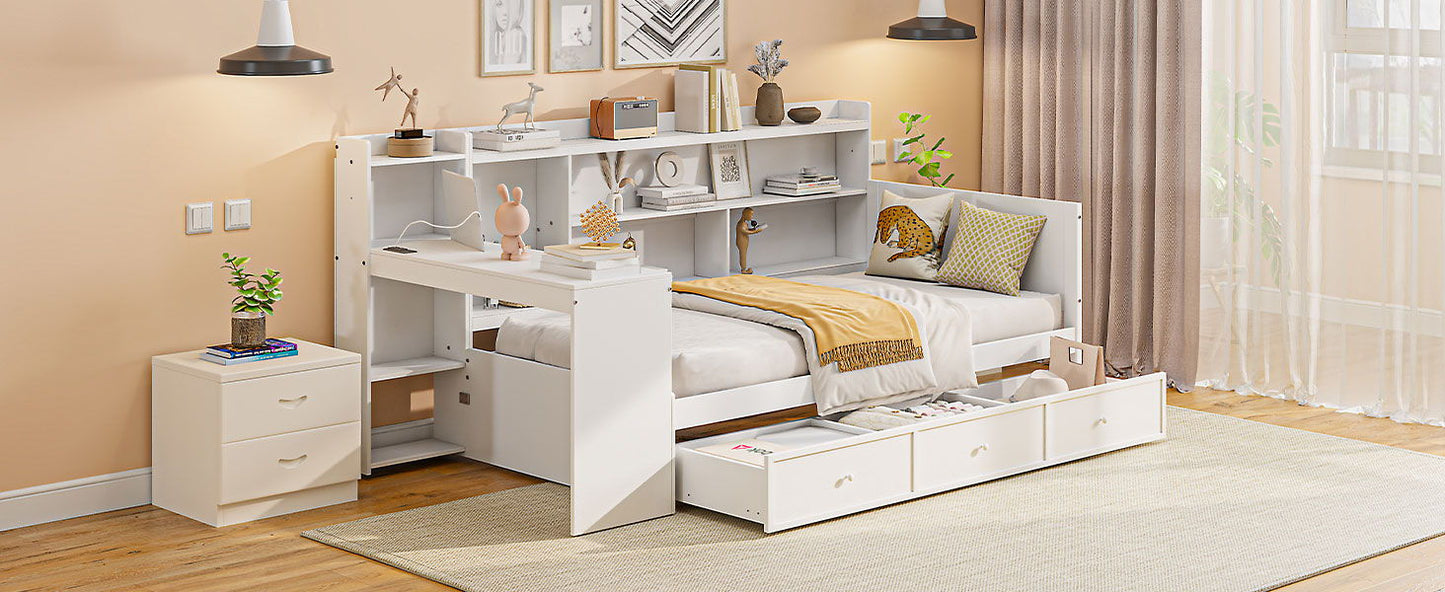Daybed With 3 Drawers USB Ports And Desk - The Sleep Loft - Online Mattress Showroom NYC