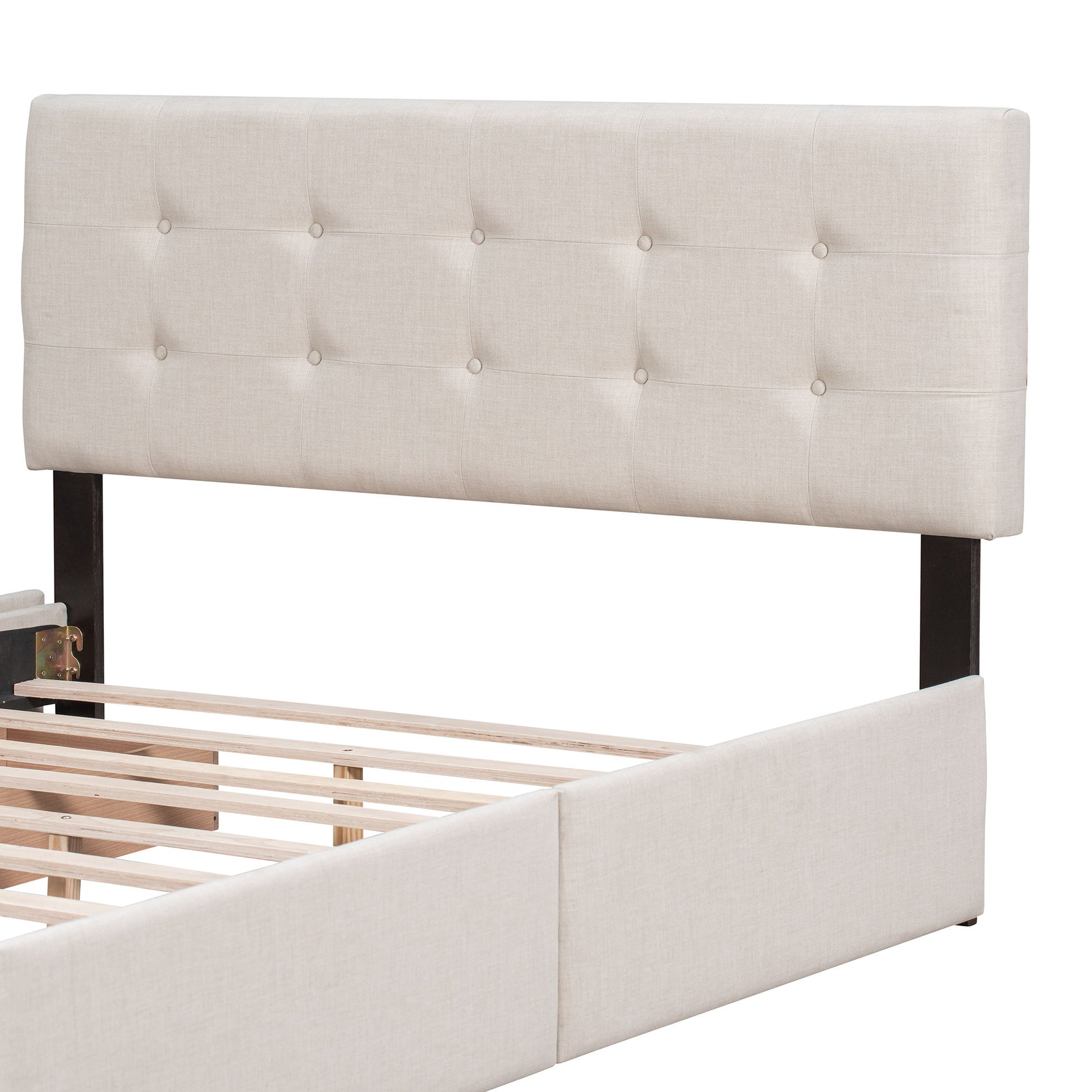 Upholstered Platform Bed With Classic Headboard And Drawers, No Box Spring Needed - The Sleep Loft - Online Mattress Showroom NYC