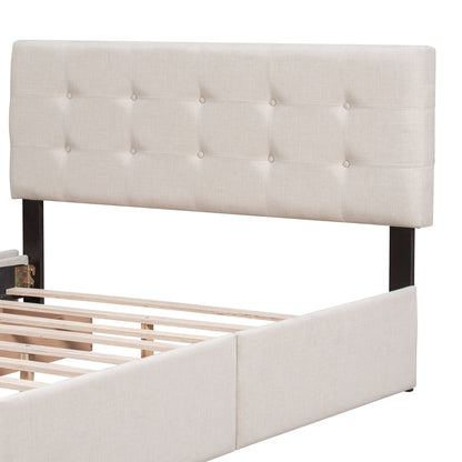 Upholstered Platform Bed With Classic Headboard And Drawers, No Box Spring Needed - The Sleep Loft - Online Mattress Showroom NYC
