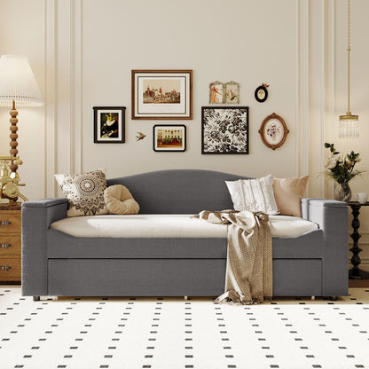 Upholstered Daybed With Storage Armrests, Trundle And Latest Integrated tooth Audio System - The Sleep Loft - Online Mattress Showroom NYC