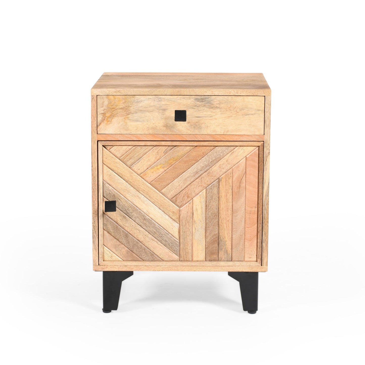 Solid Wood Vintage Nightstand With Handcrafted Detailing - Natural - The Sleep Loft - Online Mattress Showroom NYC