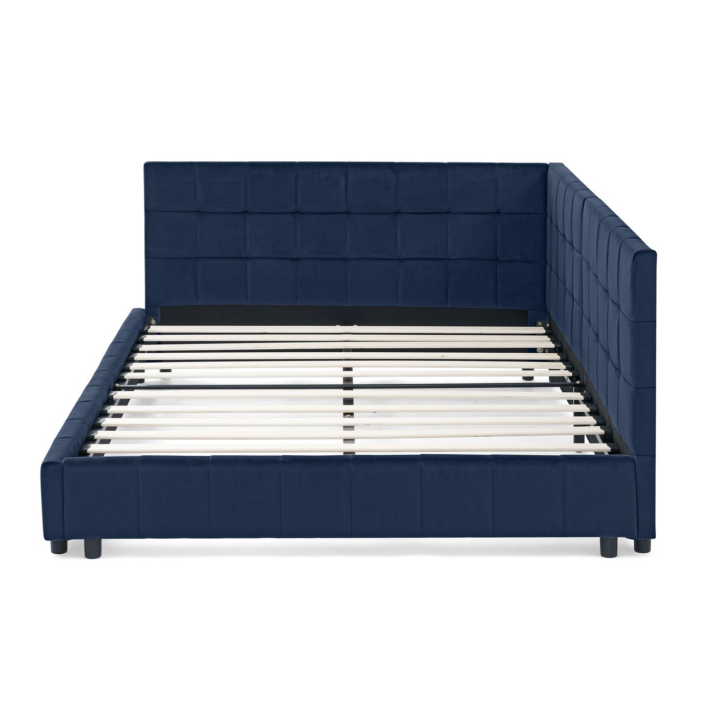 Mid-Century Storage Upholstered Tufted Bed Frame With Backrest And Armrests - The Sleep Loft - Online Mattress Showroom NYC