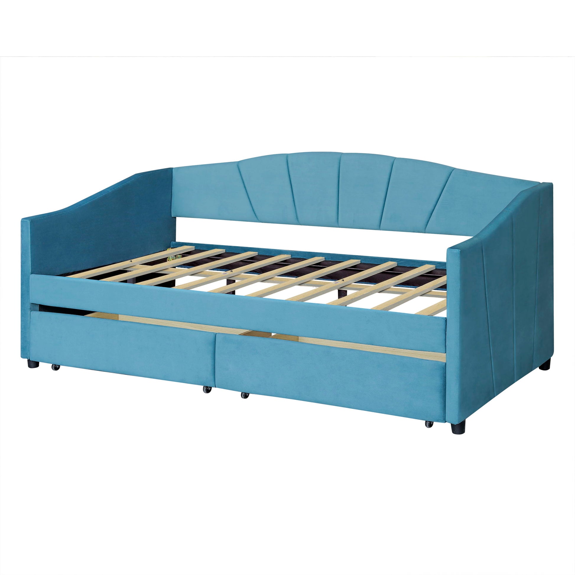 Upholstered Daybed With Two Drawers And Wood Slat - The Sleep Loft - Online Mattress Showroom NYC