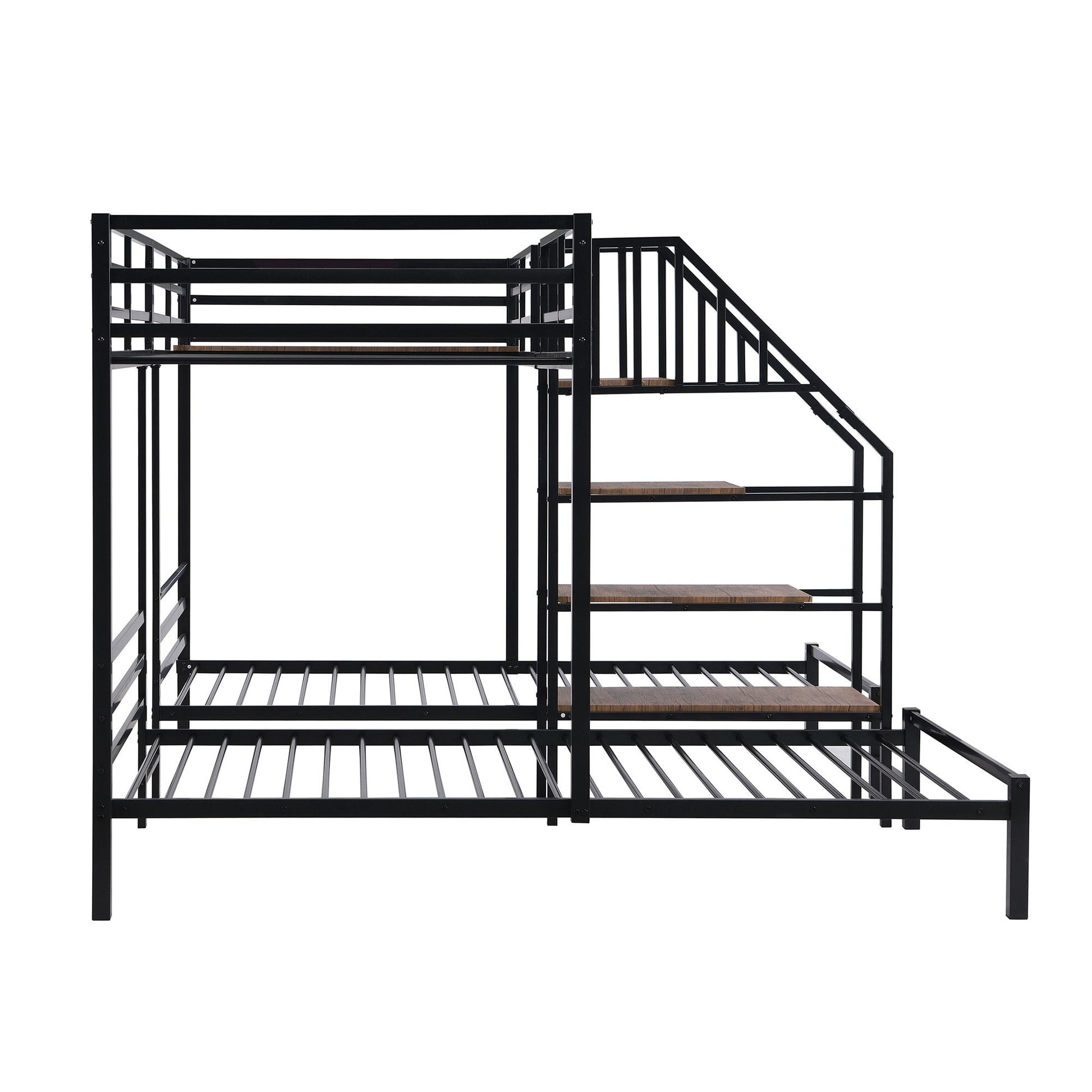 Metal Bunk Bed With Storage Shelves Staircase - The Sleep Loft - Online Mattress Showroom NYC