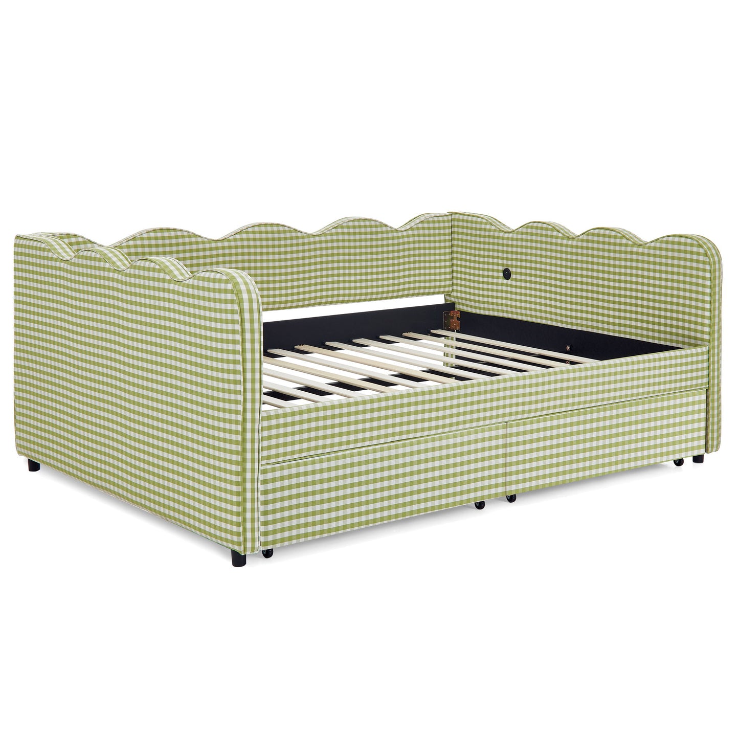 Gingham Daybed With USB Charging Port, Wave-Shaped Design - The Sleep Loft - Online Mattress Showroom NYC