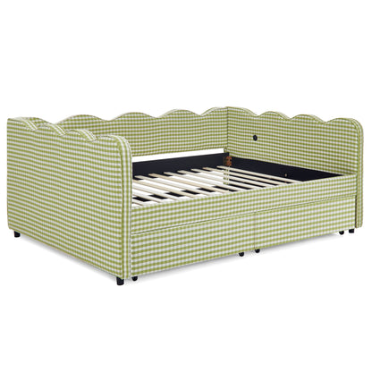Gingham Daybed With USB Charging Port, Wave-Shaped Design - The Sleep Loft - Online Mattress Showroom NYC