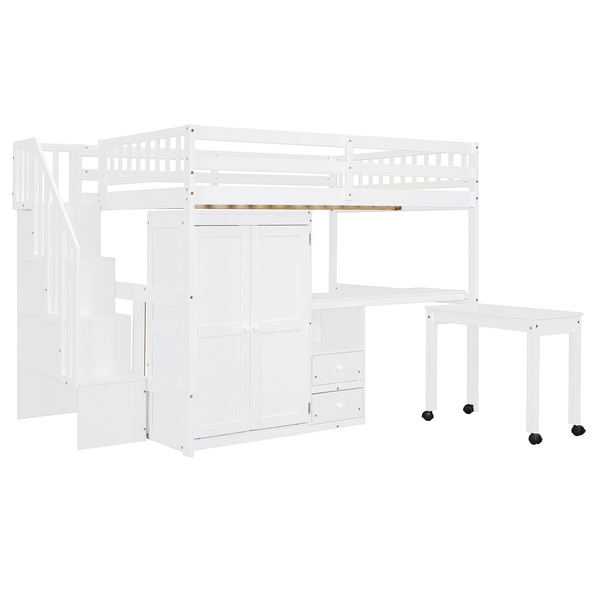 Loft Bed With Stairs, Bookshelf, Drawers, Desk & Wardrobe, Space Saving Multifunctional Furniture - The Sleep Loft - Online Mattress Showroom NYC
