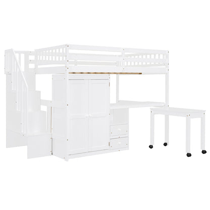 Loft Bed With Stairs, Bookshelf, Drawers, Desk & Wardrobe, Space Saving Multifunctional Furniture - The Sleep Loft - Online Mattress Showroom NYC