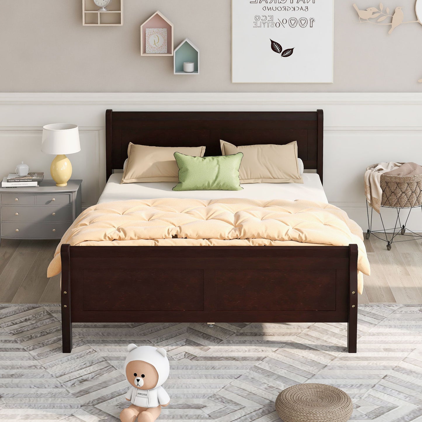 Platform Bed Frame Mattress Foundation Sleigh Bed With Headboard / Footboard / Wood Slat Suppor - The Sleep Loft - Online Mattress Showroom NYC