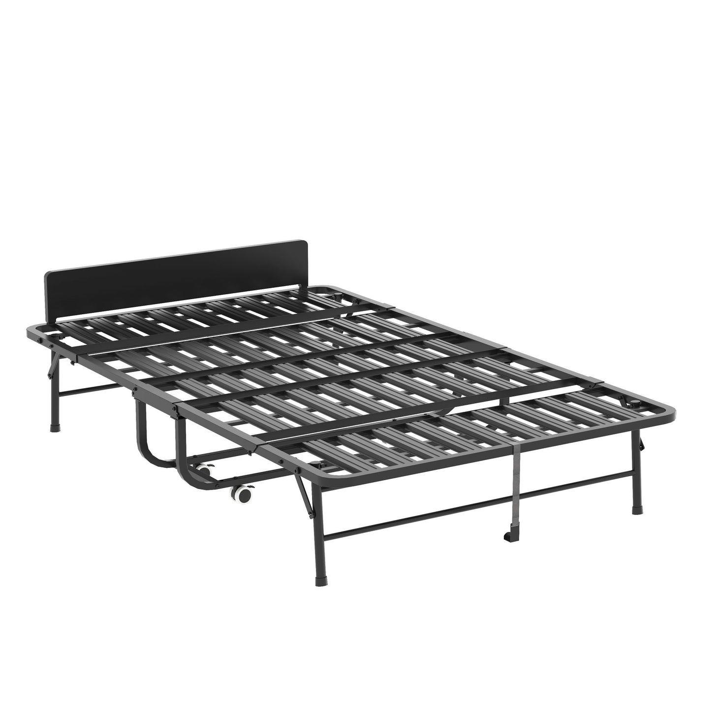 Twin Extra Long Folding Bed With Adjustable Headboard, Cot With Memory Foam Mattress - Black - The Sleep Loft - Online Mattress Showroom NYC