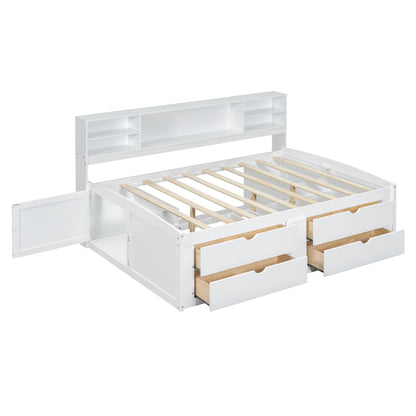 Daybed With 2 Bedside Cabinets, Upper Shelves And 4 Drawers - The Sleep Loft - Online Mattress Showroom NYC