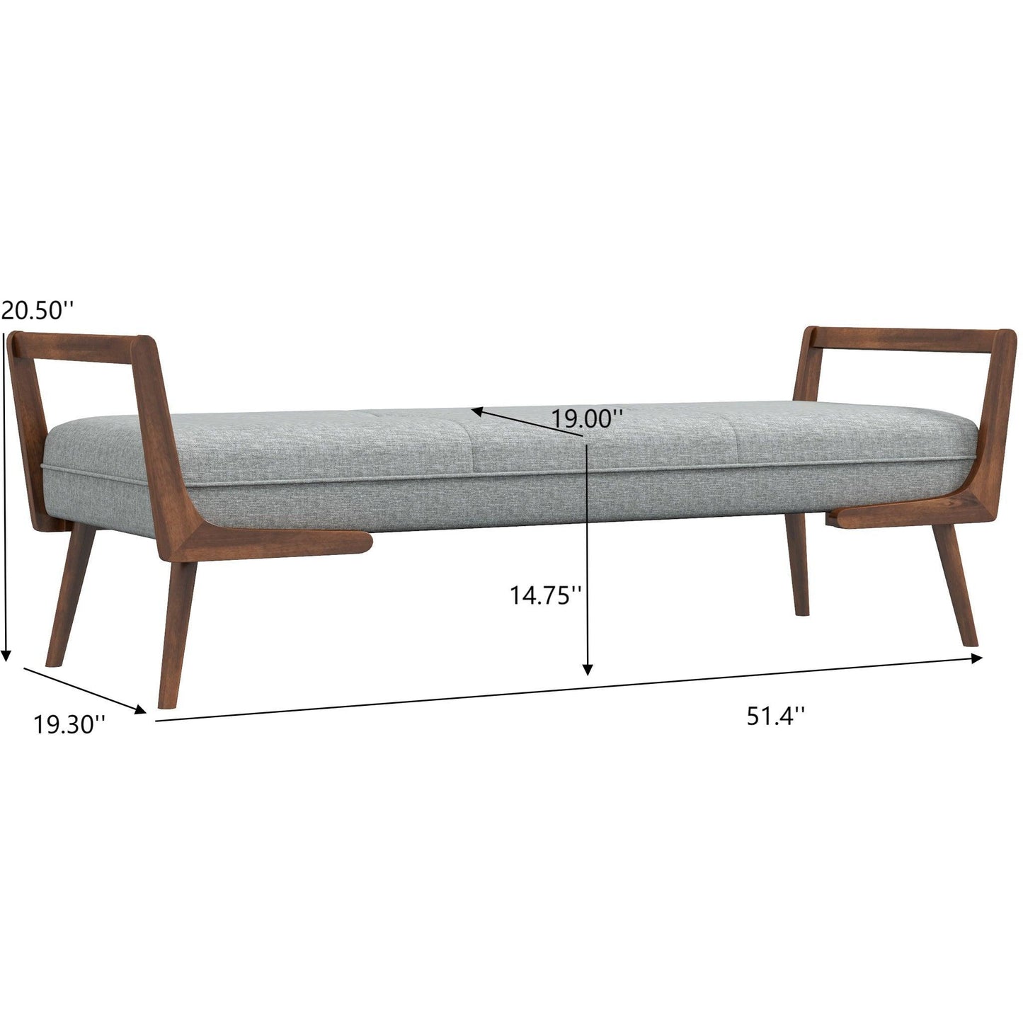 Cora - Bench - Gray - The Sleep Loft - Online Mattress Showroom NYC